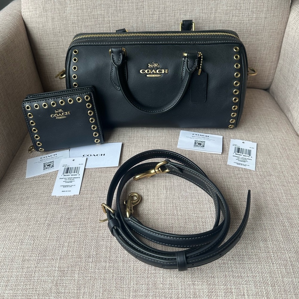 COACH Limited Edition Rowan Long Satchel AND Wallet with Grommets